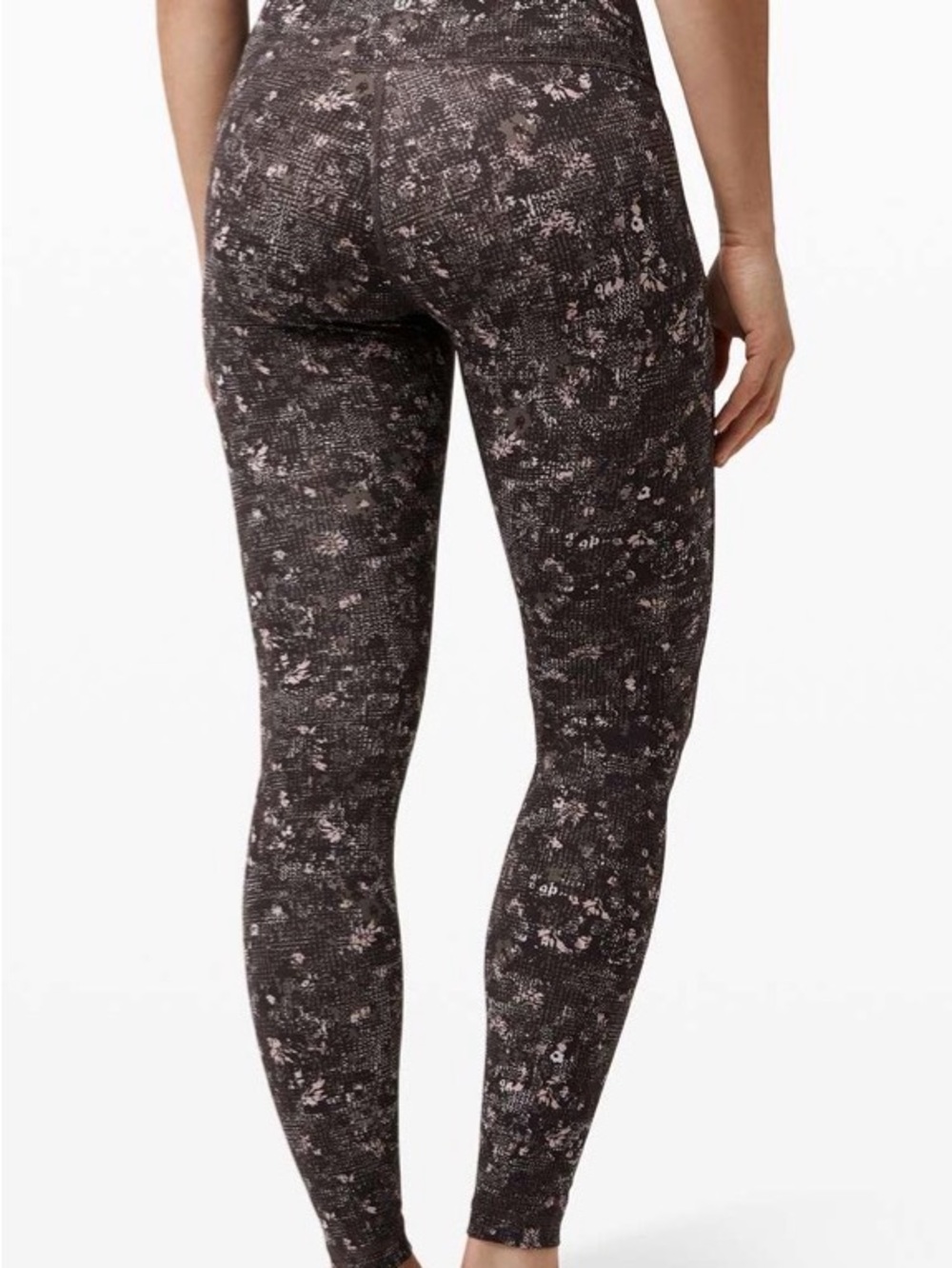 High-Waist Floral Print Leggings - Black/White